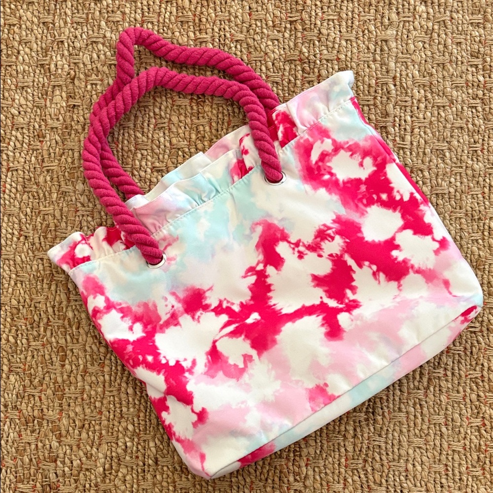Pink Tie-Dye Rope Handle Tote Bag